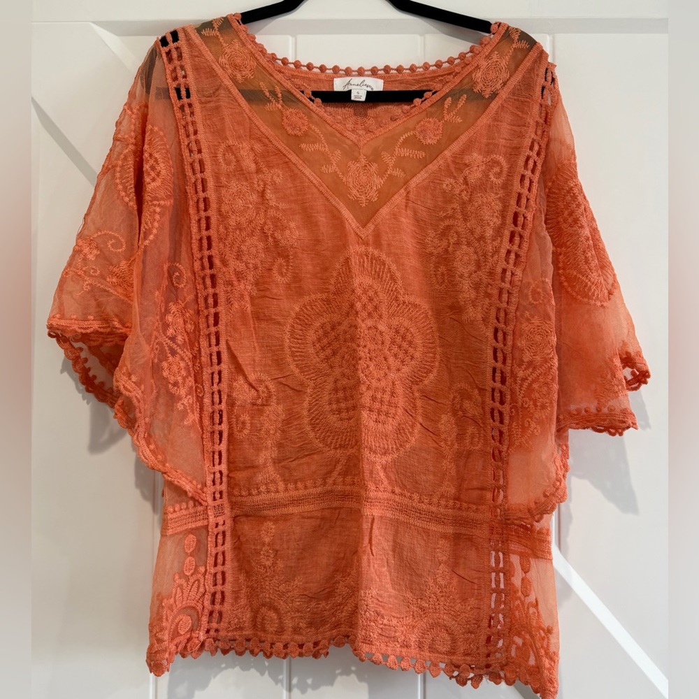 Anneliese Orange Lace Boho Blouse